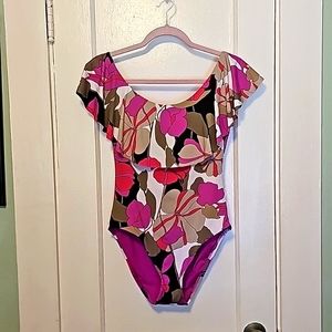 NWT Trina Turk Lynx Off The Shoulder One Piece Bathing Suit